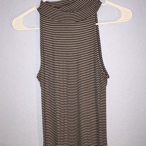striped skin tight dress with half turtle neck